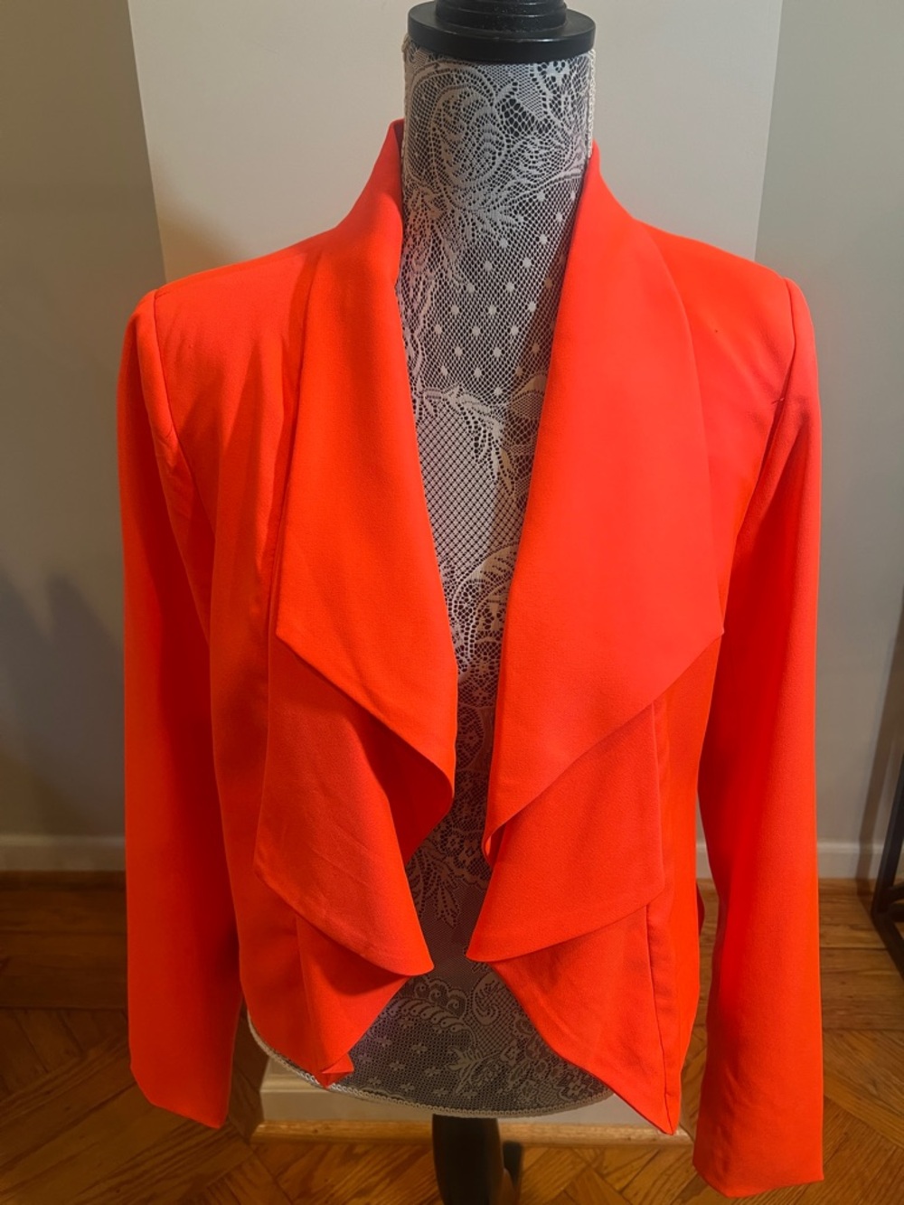 mine Bright Orange Draped Open-Front Blazer